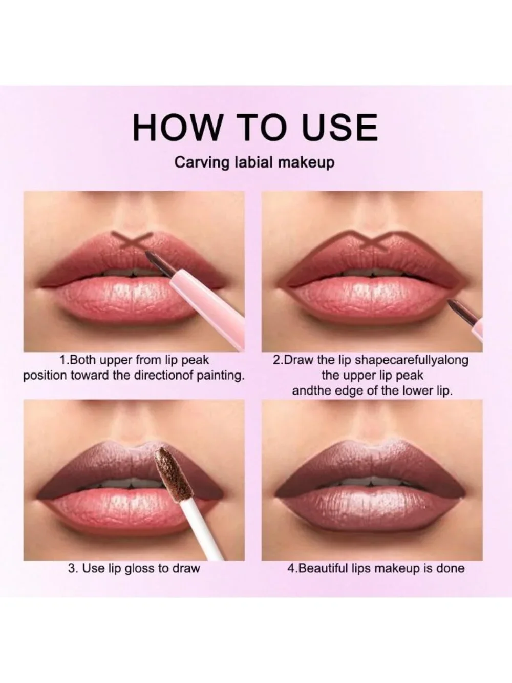 Women's 08# Brown-Metallic 2-in-1 Metallic Long Lasting Lipstick And Lip Liner
